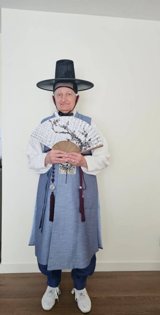 Paul Lauzon wearing traditional Korean attire before his Kelowna Folkfest performance